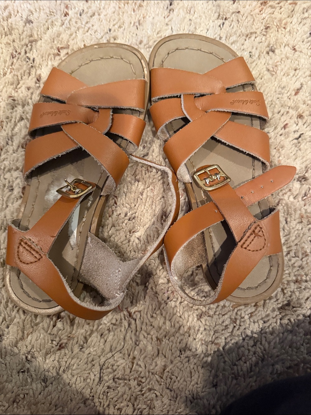 Salt Water Sandals by Hoy Kids Tan Crisscross Leather Sandals